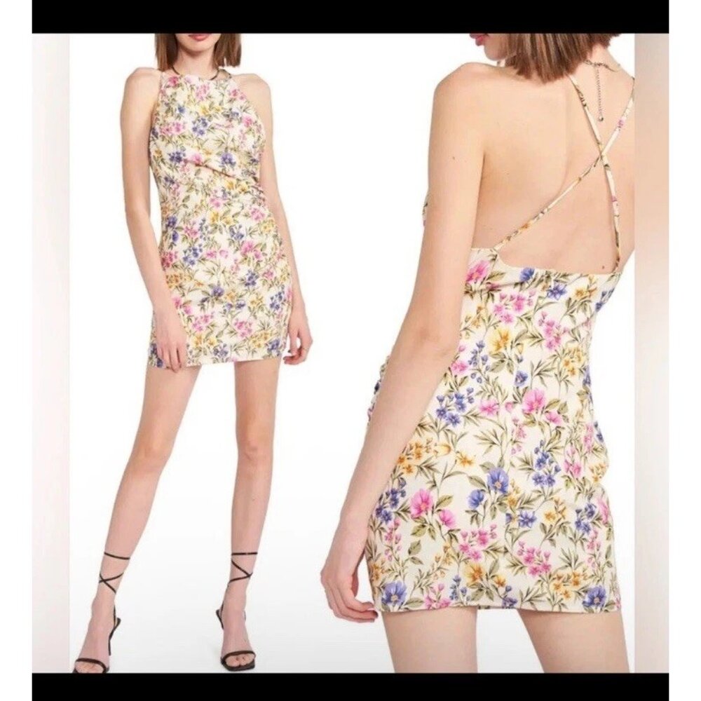 En Saison Women’s Valeria Linen Blend Ditsy Floral Print Mini Dress Size M